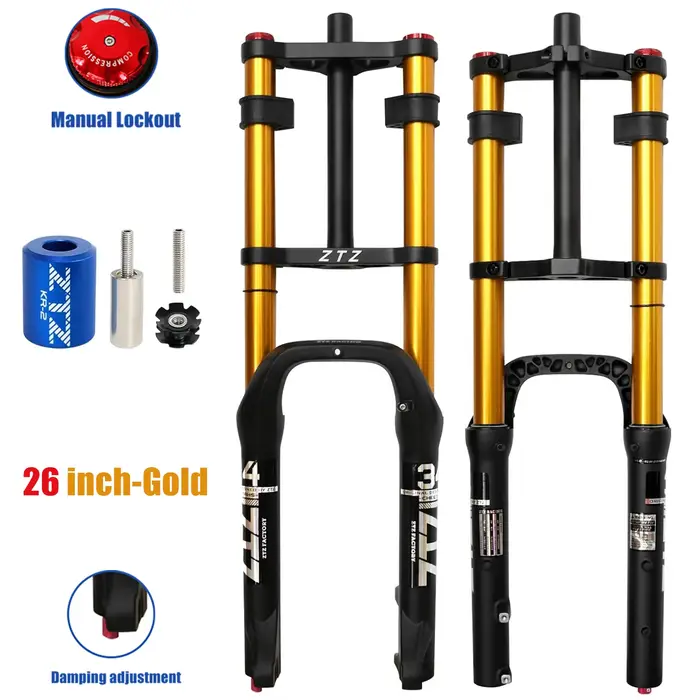 Fourche à air VTT ZTZ double suspension 20/26 pouces pour pneus larges 4.0