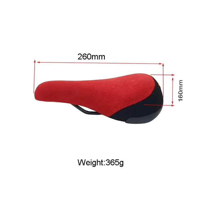 Selle de vélo VOLE VSD47 BMX Velvet, rail en acier chromoly, mousse haute densité, 260×160mm, 365g, pour BMX, vélo de rue et VTT.