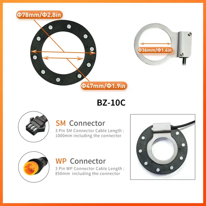 Capteur d'assistant de pédale de vélo électrique KT BZ10C SM/Interface étanche