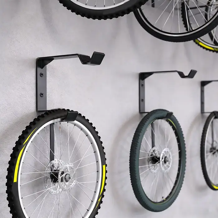 Support mural robuste en acier pour 2 pneus de vélo