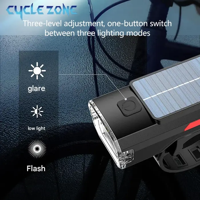 Lampe solaire avant de vélo TYPE-C