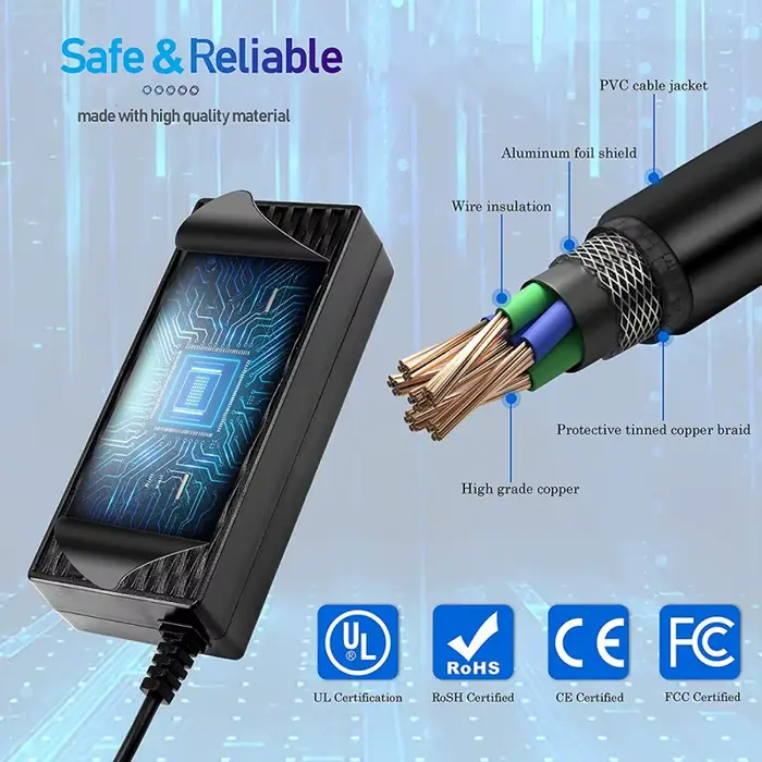 Chargeur de vélo électrique 42V XLR 3 broches pour batterie lithium 36V haute performance blanc pour scooter et vélo urbain