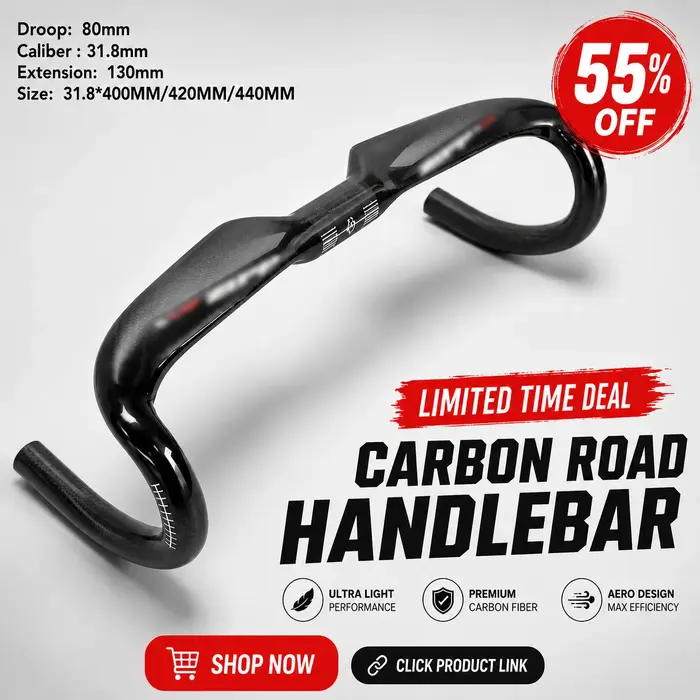 Guidon de vélo de route entièrement en carbone UD