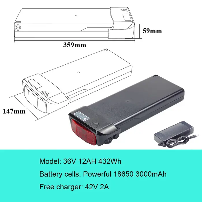 Batterie de vélo électrique arrière 36V