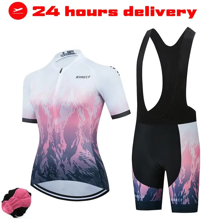 RXKECF Pro 2023 femme manches courtes cyclisme Maillot ensemble tenue de sport vélo vêtements Kit vtt
