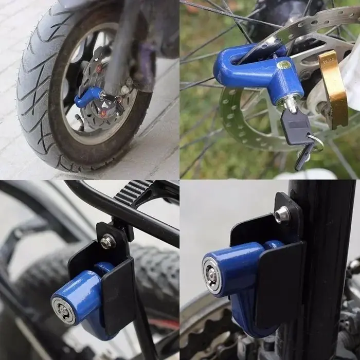 Serrure de frein à disque antivol robuste pour moto vélo et électromobile protection chromée sécurisée avec deux clés pour usage extérieur et urbain