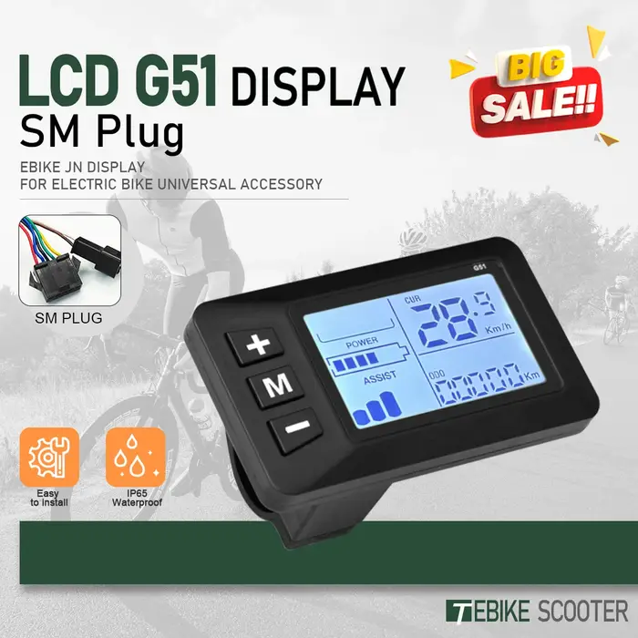 Écran LCD G51 pour Vélo Électrique, Compteur d'Affichage 24V 36V 48V, Écran de Panneau pour Trottine