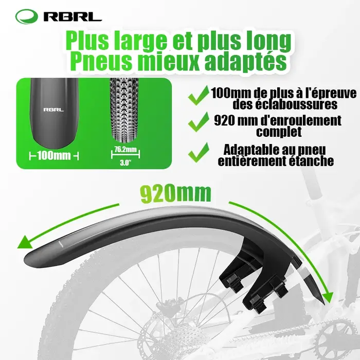 RBRL vtt garde-boue de vélo Velcro
