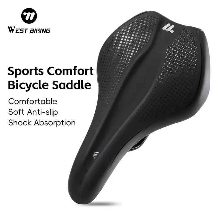 WEST BIKING Selle de vélo en cuir givré respirant et creux