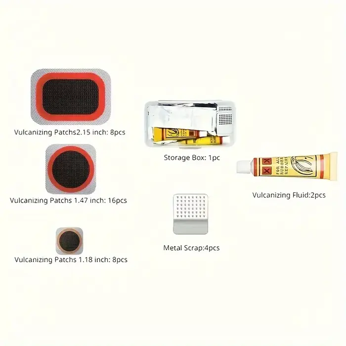 Kit de réparation de vélo avec patchs et outils vulcanisés, ensemble professionnel de crevaison de t