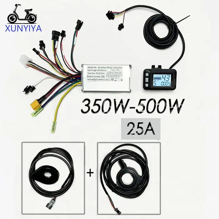 Contrôleur de moteur sans balais pour vélo électrique 25A 24V/36V/48V 350W-500W avec accélérateur P.