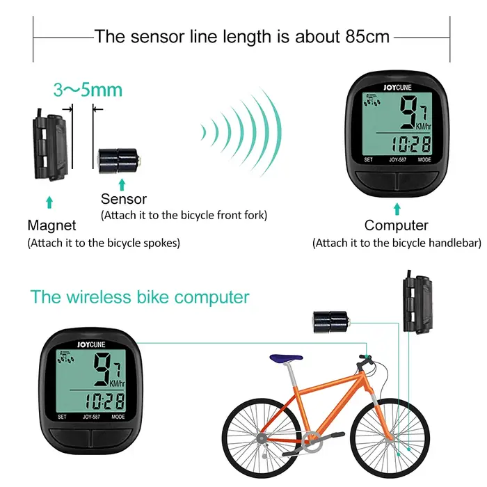Ordinateur de vélo étanche, compteur de vitesse et odomètre filaires, chronomètre, ordinateur de vélo avec écran LED pour le cyclisme en extérieur