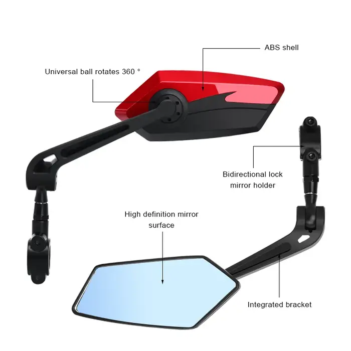 Rétroviseur de vélo bicolore à grand angle