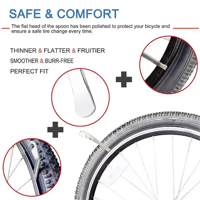 Lot de 3/6 leviers de pneu de vélo en acier inoxydable, outil de démontage de roue pour VTT et vélo de route, levier de démontage de pneu de vélo, outil de réparation