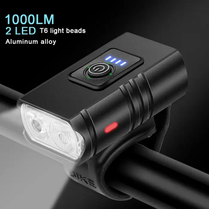 Lampe de poche LED aste USB pour vélo, éclairage avant de vélo, lampe de sauna de vélo, lampe VTT, 6 modes, BK02, T6