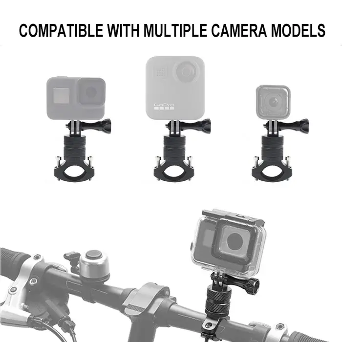 Support de vélo en alliage d'aluminium pour GoPro 13 12 11 10 9 8 avec vis 1/4