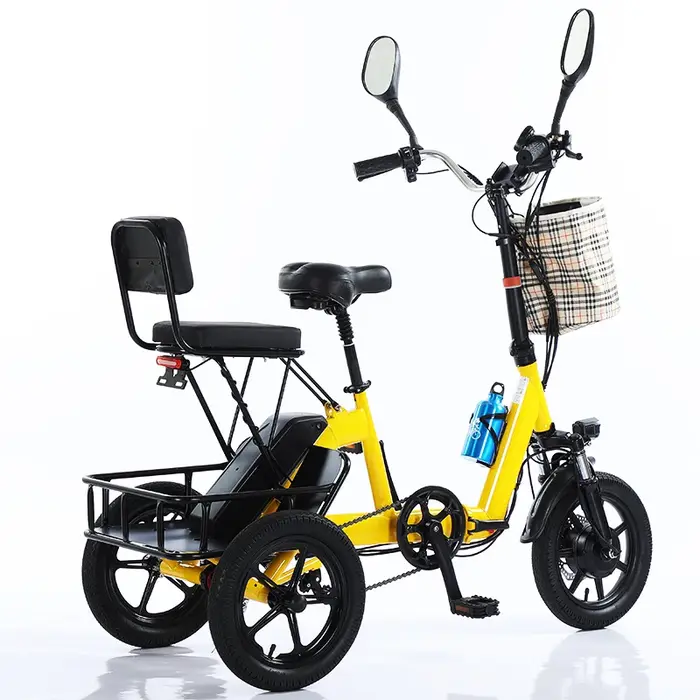 Tricycle électrique pliable pour adultes 48V au lithium, vélo électrique à trois roues pliable, prêt