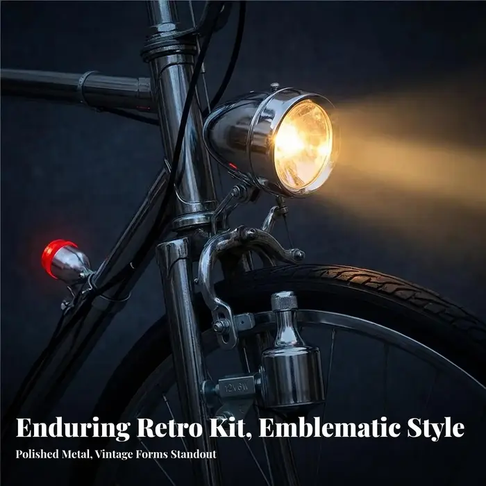 Kit de phare à dynamo pour vélo avec générateur de friction et support métallique pour éclairage de vélo de style vintage