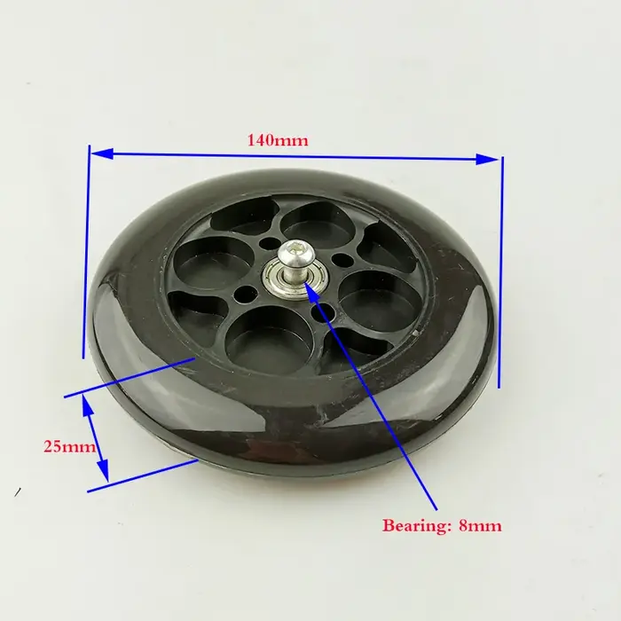 Roue Solide en PU de 6 Pouces et 140mm avec Kit de Frein à Tambour
