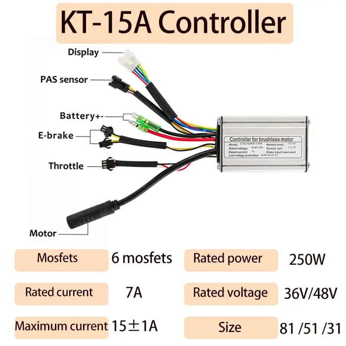 Accessoires pour vélos électriques, contrôleur KT 250W/350W/500W avec écran LCD3, contrôleur 15A 17A 22A pour accessoires de vélo électrique