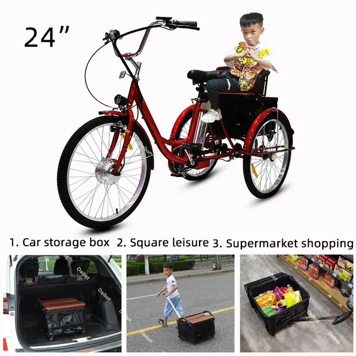 Vélo électrique familial à 3 roues avec Aduts de fret pour enfants