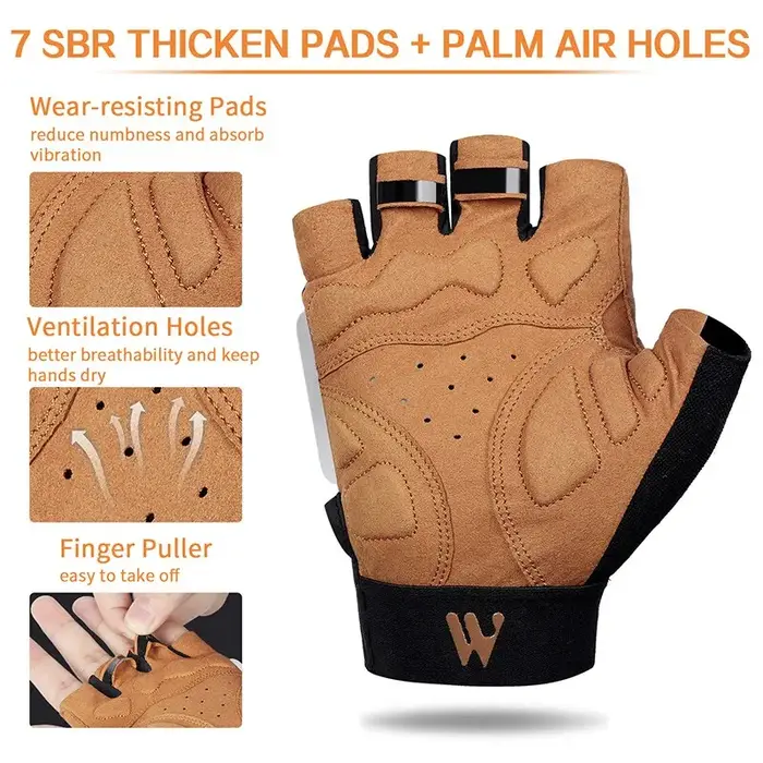 WEST BIKING-Gants de cyclisme demi-doigt pour hommes et femmes, gants de vélo VTT, course à pied, fi