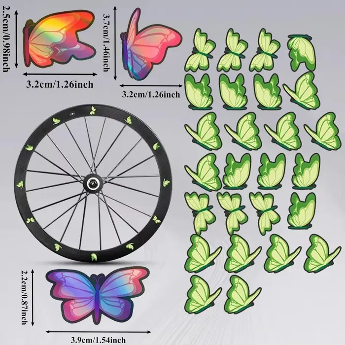 Autocollants pour jantes de vélo à motif papillon, autocollants décoratifs imperméables et auto-adhé