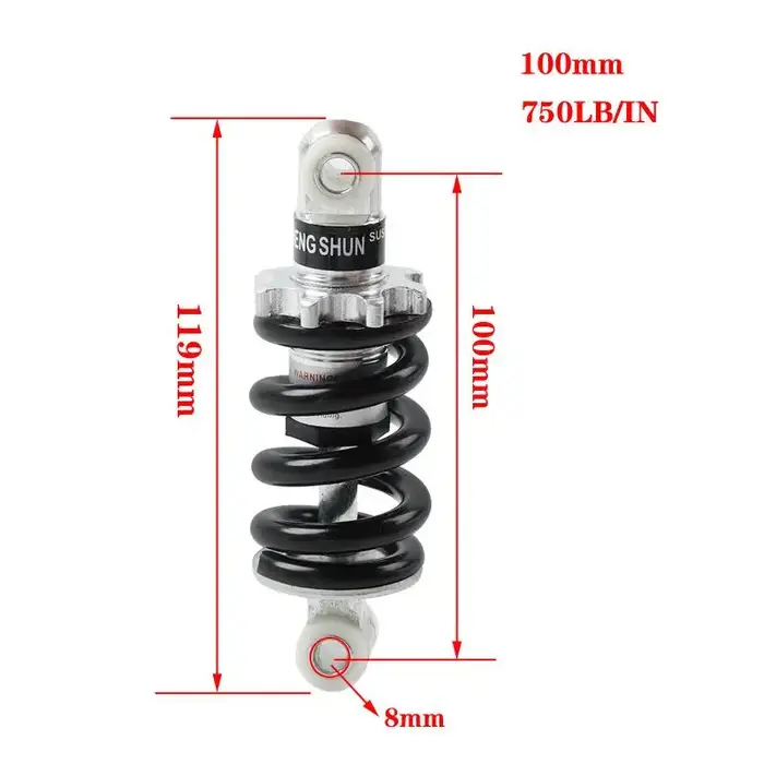 Amortisseur de vélo 500LBS 750LBS 1200LBS 100mm 125mm 150mm avec trou de 8mm