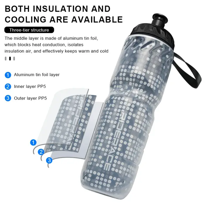 Bouteille d'eau de vélo double couche thermique garder chaud froid Portable vtt