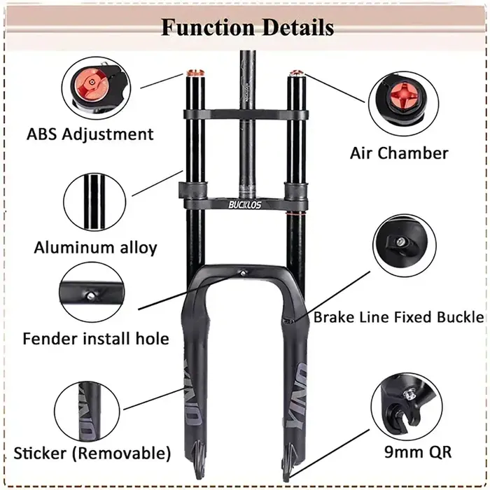 BUCKLOS double couronne 20 pouces Ebike gros vélo fourche 20*4.0