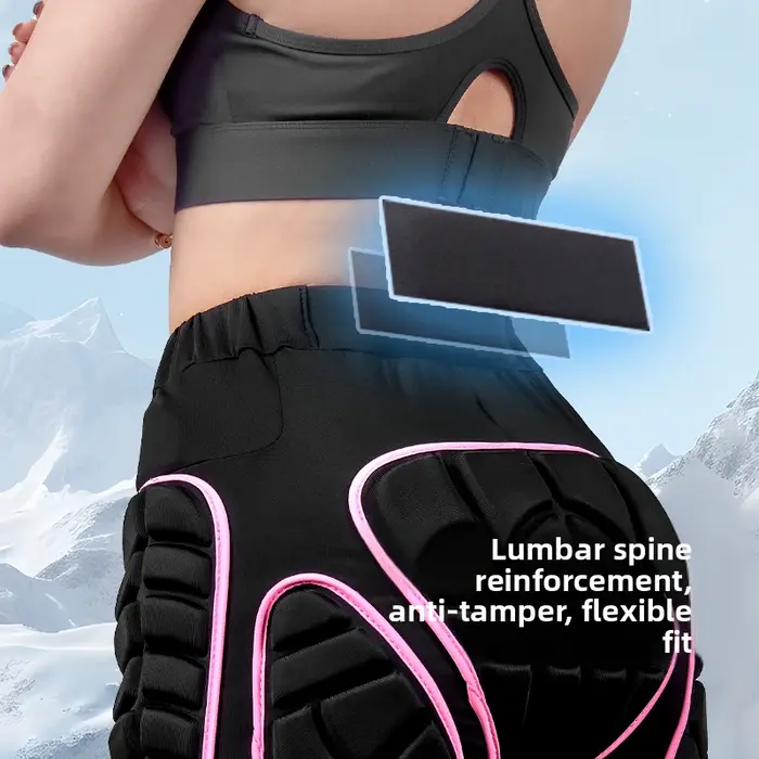 Short de sport de vélo pour femme rose avec protection rembourrée des hanches pour skate ski et patinage en coton polyester