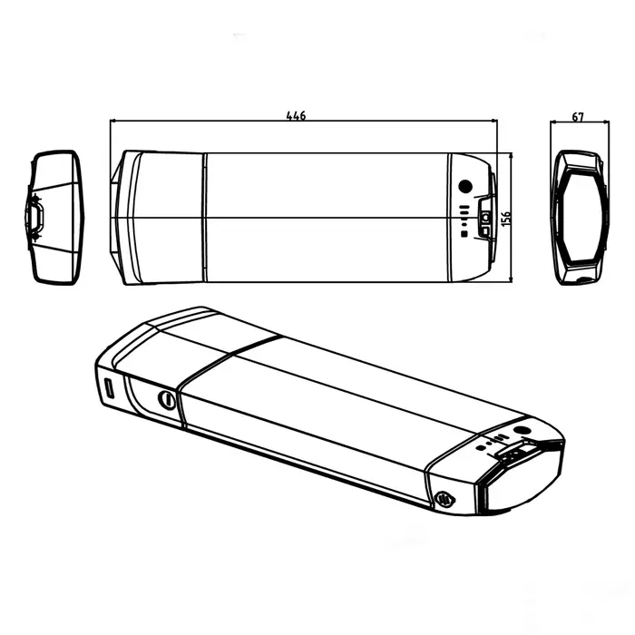 Batterie vélo électrique support arrière lithium 24V 36V 48V haute capacité 10.4Ah à 24Ah coque alliage aluminium robuste pour moteur 250W 350W 500W