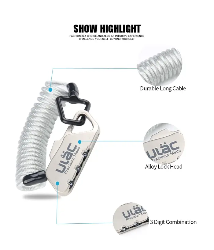 ULAC – Mini verrou de vélo pliable de 1200mm