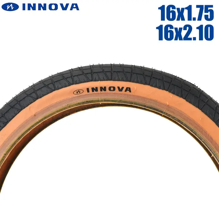 Pneu de vélo pour enfant 16 pouces INNOVA anti-dérrapant pour vélo pliant BMX et VTT en rouge blanc ou jaune