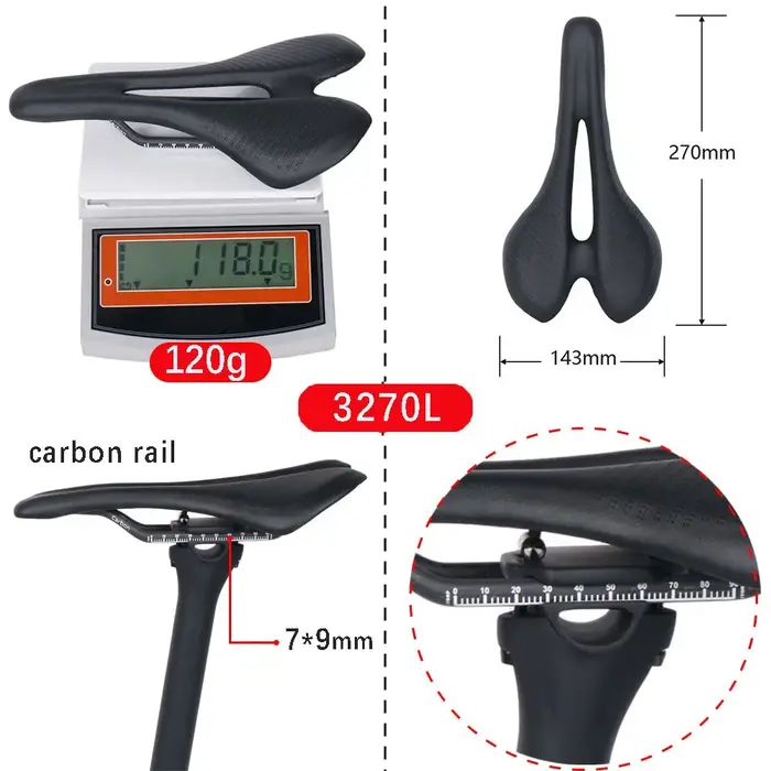Selle de vélo en carbone Elitaone 270x143mm siège