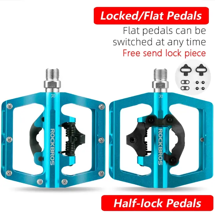 Pédale de vélo ROCKBROS 2 en 1 avec cale libre pour système SPD
