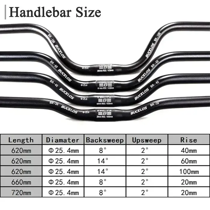 BUCKLOS VTT guidon 31.8mm 25.4mm vélo Riser barre 620/660/720/780mm en alliage d'aluminium vtt
