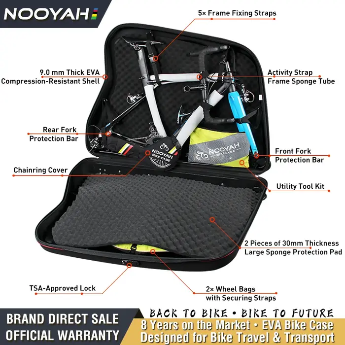 NOOYAH Étui de Voyage pour Vélo EVA Sac de Vélo pour Transport Vélo EVA Hard-Shell Accessoires de Vé