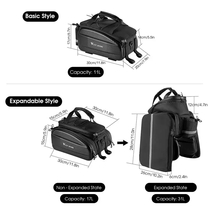 Sacs de selle de vélo support arrière pour équitation de montagne voyage coffre