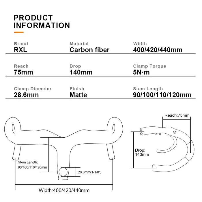 Guidon de vélo en carbone intégré RXL SL