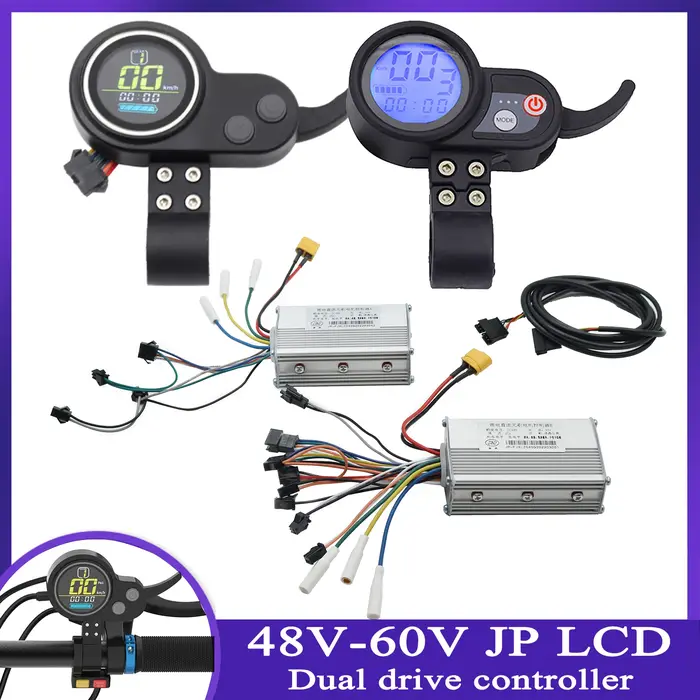 Système de propulsion électrique scooter avant A arrière B contrôleur double entraînement 48V 52V 60V 25A avec écran LCD pour réparation et amélioration performance