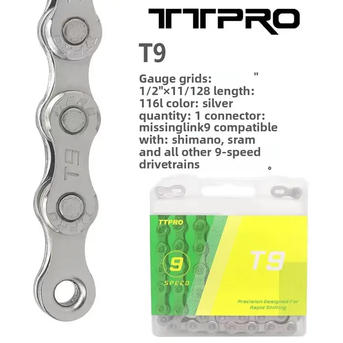 Chaîne de vélo durable TTPRO 7-12 vitesses pour VTT et vélo de route, haute résistance, résistante à