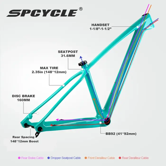 Spcycle-Cadre de VTT en carbone Hardtail pour enfants