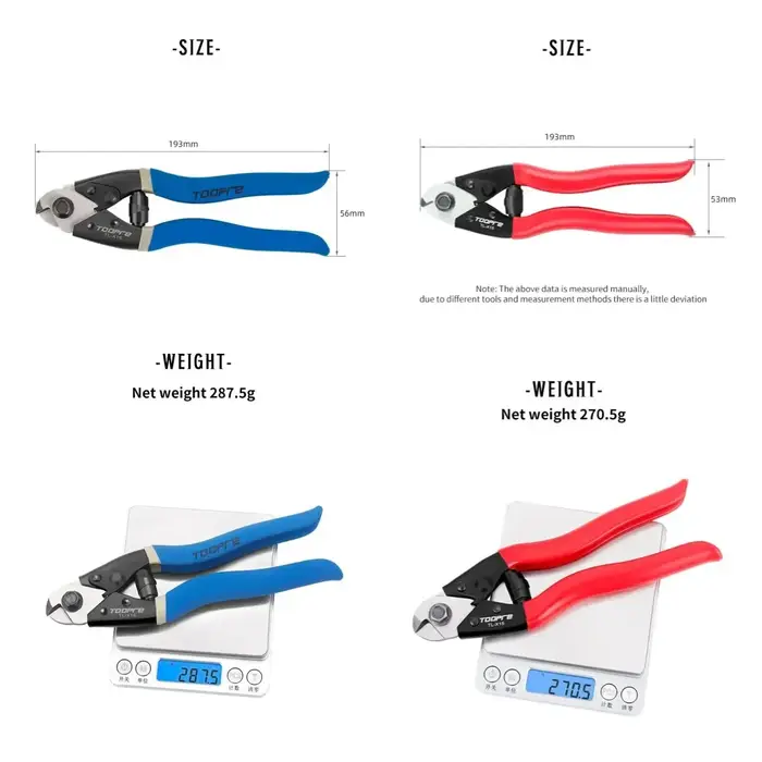 Pince multifonctionnelle TOOPRE en acier allié au chrome vanadium pour réparation de câbles de frein et vitesse VTT bleue ou rouge