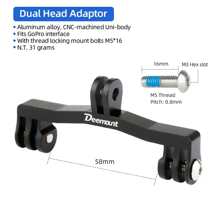 Deemount support d'ordinateur de vélo en aluminium pour Garmin convient à la caméra d'action Gopro Sport