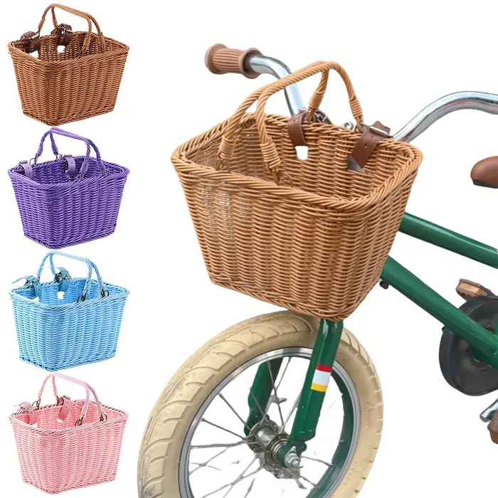 Panier avant de vélo avec sangles en cuir réglables