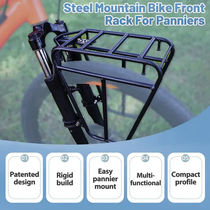 Porte-bagages pour VTT en acier robuste haute capacité 25kg avec protection anti-usure pour transport d'outils et sacs lors de trajets quotidiens ou longues randonnées