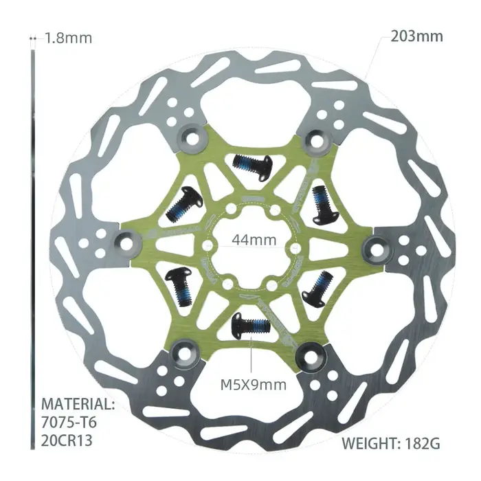 Escargot disque flottant VTT refroidissement disque flottant Ultra-léger Six broches disques disque de frein 160 180 203mm accessoires
