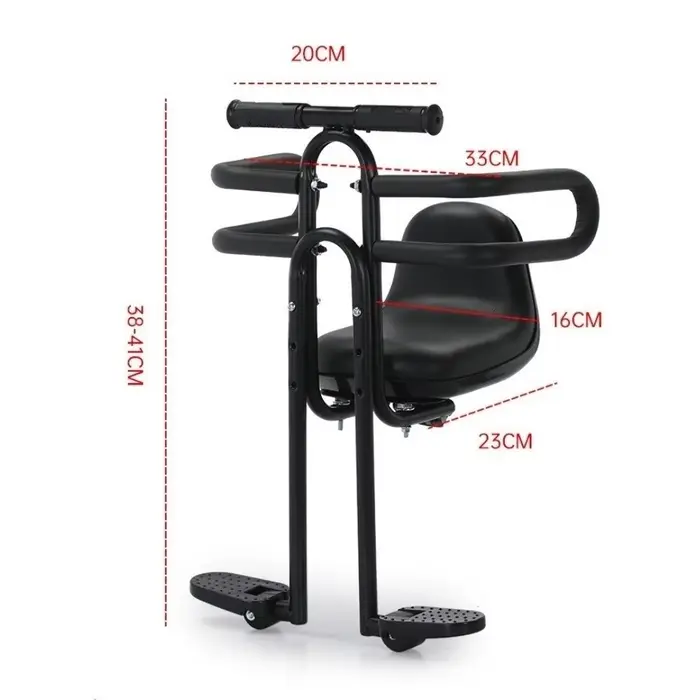 Siège enfant avant pour vélo VTT avec pédales et accoudoirs – Installation facile et réglable 