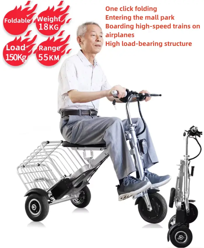 Tricycle Électrique Pliable à 3 Roues pour Senior